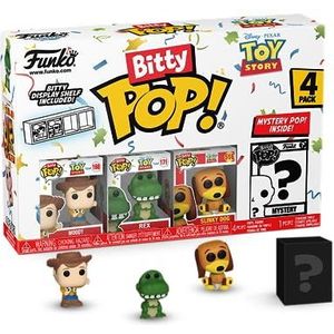 Funko Bitty Pop! Toy Story Woody 4PK - Woody, Rex, Slinky Dog en een mysterie minifiguur in verrassing - 2,2 cm verzamelbaar - inclusief stapelbaar rek - cadeau-idee voor fans