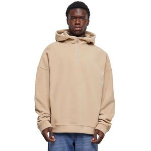Urban Classics Oversized fleece hoodie met halve ritssluiting sweatshirt met capuchon voor heren, nat zand