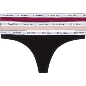 Calvin Klein 3 stuks string (Low-rise) 000qd5209e string voor dames, Veelkleurig (Purple Potion/Subdued/Zwart)