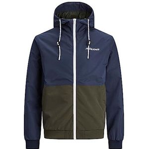 JACK & JONES Jjerush Hood Bomber Noos Bomberjack voor heren, Marineblauw Blazer/Detail: Rosin/White Blocking