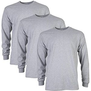 Gildan Ultra Cotton Long Sleeve T-Shirt, Style G2400, Multipack, Gris Sport (Lot de 3), XXL Homme