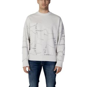 ARMANI EXCHANGE Sweat-shirt à col rond en polaire de coton biologique à grille ondulée Pull pour homme, Lunar R.disto.lu, XXL