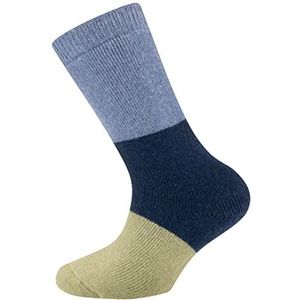 Ewers Gots thermische sokken van rubber, blokkringel, uniseks kindersokken, Lichtblauw