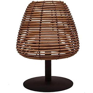 Lumisky Tafellamp, draadloos, poly rotan, led, warmwit/wit, dimbaar, BOHEME H25 cm, staal