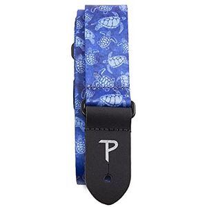 Perri's Leathers Ltd Ukelelgordel van polyester, schildpaddesign, verstelbare grootte, gemaakt in Canada (UKLPCP-7093), blauwe schildpadden