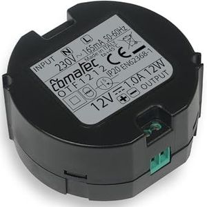SCS Sentinel - Inbouwbare voedingstransformator 12V DC 1A - Geïntegreerde spanningsregelaar - Compatibel met sloten, intercoms, poortmotor en huisautomatisering - 230V AC 50/60Hz