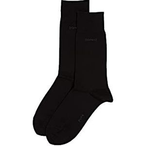 ESPRIT Basic Uni 2 stuks ademende sokken biologisch duurzaam katoen versterkt duurzaam zachte platte teennaad voor dagelijks gebruik en werk multipack set van 2 paar, Zwart (Zwart 3000)