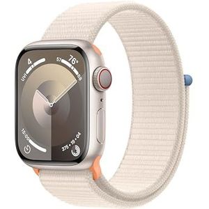 Apple Watch Series 9 (41 mm GPS + mobiel) met aluminium behuizing en witte (starlight) sportarmband track fysieke activiteit en zuurstof in het bloed en ECG, CO2-neutraal