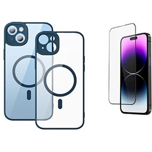 Baseus Frame beschermhoes voor iPhone 14 Pro, magnetisch, transparant, gehard glas, blauw