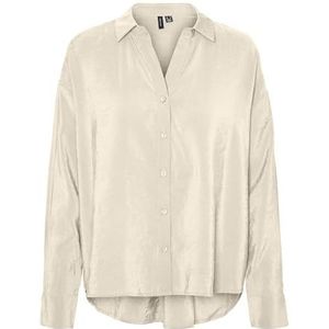 VERO MODA Vmqueeny Ls Wvn Ga Noos T-shirt met lange mouwen voor dames, Wit