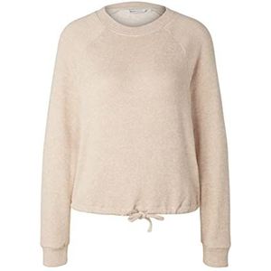 TOM TAILOR Denim Shirt met lange mouwen met trekkoord, 24421 - crème beige melange, S, 24421 - crème beige gemengd