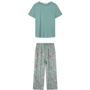 women'secret Ensemble pyjama vert à manches courtes et pantalon capri en viscose pour femme, Vert, L