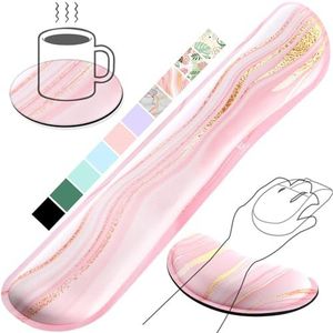 Gimars Polssteun voor toetsenbord, polssteun, ergonomische muis van traagschuim, houder voor toetsenbordsteun, gel, elleboog, met antislip onderkant van PU, voor kantoor, gamer, computer, roségoud