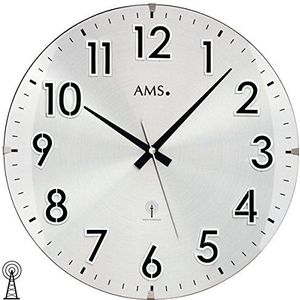 AMS Analoge klokken, uniseks, mineraal glas, radio zilver, 5973