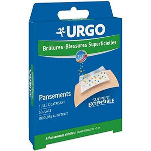 Urgo - Pansements Brûlures - Blessures superficielles - Tulle lipido-colloïde - Grand format, x4