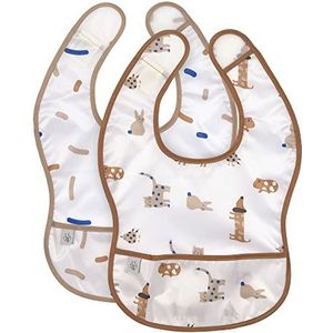 Lässig Babyslabbetjes, 2-delige set, met valbescherming, waterdicht, klittenbandsluiting, lichtgewicht bib, 2 stuks Little Mateys koningsblauw