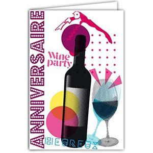 Afie 65-1351 wenskaart voor verjaardag, Millesië, met de jaren van de leeftijd, speciaal voor wijn, rood, bordeaux, kurkentrekker, onthulling, incl. envelop, gemaakt in Frankrijk