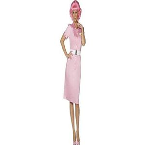Smiffys Licenciado oficialmente Grease Frenchy Beauty School Drop Out, roze met jurk en riem
