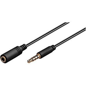 Goobay 62479 Audio verlengkabel en hoofdtelefoon AUX, 4-polig, 3,5 mm smal, CU, 2 m kabellengte