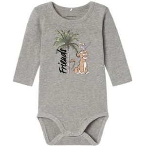 NAME IT Nbmjebbi Lionking LS Body Wdi Uniseks kinderen en jongens, grijs gemêleerd