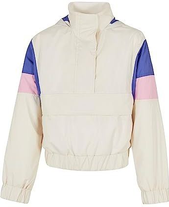 Urban Classics Girls Light 3-kleurige overgangsjas voor meisjes, verkrijgbaar in vele verschillende kleuren, maten 110/116 tot 158/164, zand wit / paars / fuchsia roze