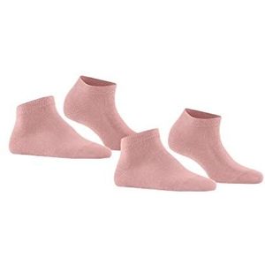 FALKE Happy 2-pack ademende katoenen sokken voor dames, lage sokken, versterkt, zacht op de huid, platte naad aan de effen tenen voor alle doeleinden, multipack 2 paar, Roze (Blossom 8645)