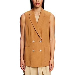 ESPRIT Collection Gilet long à double boutonnage TENCEL™, camel, 40