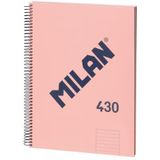 MILAN® Spiraalblok, gelinieerd papier, 80 vellen, A4, serie 1918, roze