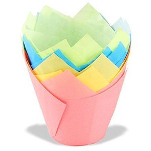 Dr. Oetker Tulips Papiervormpjes voor cupcakes, muffins en pudding - 20 stuks - hittebestendig tot 220 graden (roze, turquoise, groen, geel)