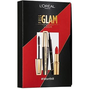 L'Oréal Paris 3-delige make-up set met mascara, eyeliner en lippenstift volume Million Lashes mascara (zwart), Color Riche lippenstift (rood), Superliner Perfect Slim (zwart)