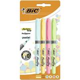 BIC Pastel markeerstift 4 pastelkleuren lijndikte: 1,6 mm - 3,3 mm - met bescherming tegen uitdroging