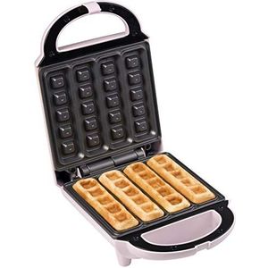 Bestron Wafelmaker voor wafelsticks, Wafelijzer met antiaanbaklaag & indicatielampje, 460W, kleur: roze