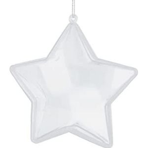 Transparante kunststof ster voor het ophangen van 2 delen, 10,5 cm.