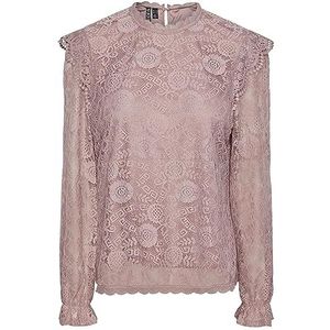 PIECES Pcolline Ls Lace Top Noos Bc T-shirt met lange mouwen voor dames, Rozenhout