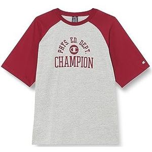 Champion Legacy Champion Athletics T-shirt met ronde hals voor heren, Grigio Melange/Rosso Tbr