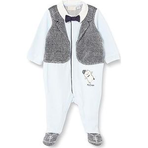 Chicco Elegante chenille overall met voet, pyjama voor baby's en jongens, baby jongens, Wit
