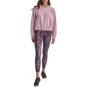 DKNY Pull à col rond Varsity Puff Logo pour femme, Rose lavande, XXS