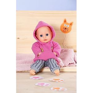 Dolly Mode, Puppenjurk, Dolly Fashion Sport-outfit, roze kat, 36 cm, capuchontrui met broek, 871584, Zapf Creation