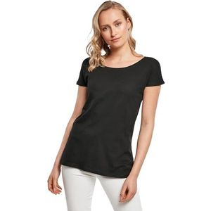 Build Your Brand Wideneck T-shirt voor dames, zwart.