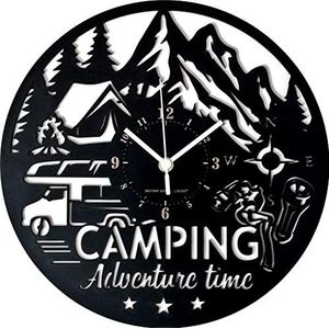 Instant Karma Clocks Wandklok camping wandelen bergen camping reizen geschenk hout HDF coating zwart