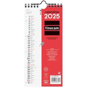 Finocam – Neutrale wandkalender om te schrijven 2025, 1 maand per pagina, januari 2025 – december 2025 (12 maanden) Frans