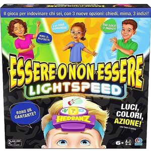 Hedbanz Lightspeed, spel met licht en geluid, spelletjes voor het hele gezin, avondspelletjes voor het hele gezin, spelletjes voor kinderen, kaartspellen voor gezinnen en kinderen vanaf 6 jaar