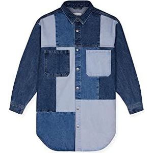 Teddy Smith overhemd, patchwork, jeansmateriaal, B-Nina patchwork, vintage/indigo, XL, Vintage / Indigo