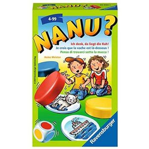 Ravensburger 23063 - Nanu? Mitbringspel voor 2-4 spelers, merkspel vanaf 4 jaar, compact formaat, reisspiel, dobbelspel: Ik denk, da liegt de koe. Kleur- en gedragsspel