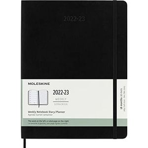 MOLESKINE 2023 18MONTH WEEKLY EXTRA LARG: 1 Wo = 1 kant, rechts linierte zijde, zachte hoes