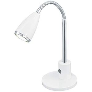 EGLO Tafellamp Fox, 1-vlammige tafellamp modern, klassiek, bureaulamp van staal, bureaulamp in wit, chroom, GU10-fitting