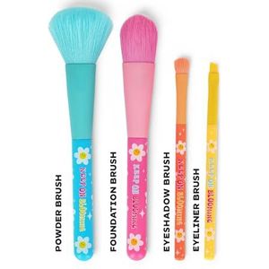 Legami - Set van 4 make-upkwasten, Oh My Glow! Daisy-thema, inclusief Powder Brush, Foundation Brush, Eyeshadow Brush, Eyeliner Brush, 100% Vegan Reisformaat
