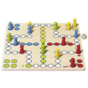 Goki Houten Ludo Spel | 4+ | 2-4 Spelers | 28x28cm | Tactische en Strategische Keuzes