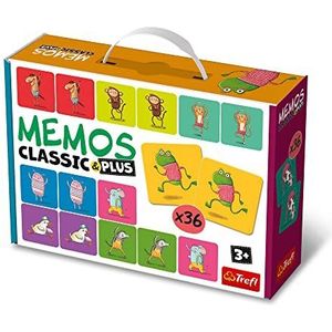 Trefl - Memos Classic & Plus, beweging en geluid - Educatief geheugenspel voor peuters, vind paren van beelden, imiteren van geluiden en bewegingen, verschillende grappige varianten