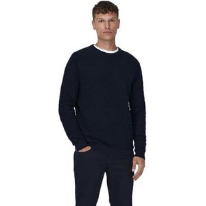 ONLY & SONS Onskalle Reg 12 Struc Crew Knit Noos gebreide trui voor heren, Navy Blauw